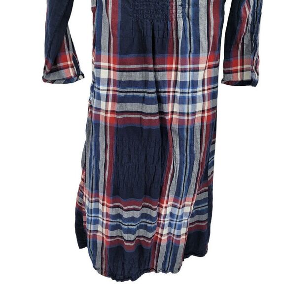 Anthropology Isabella Sinclair Dress Tartan Plaid Handkerchief Midi Blue XS - Picture 11 of 13